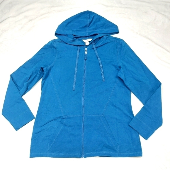 Christopher & Banks Tops - CHRISTOPHER & BANKS WOMEN'S BLUE ZIP FRONT LONG SLEEVE ACTIVE WEAR HOODIE SIZE S